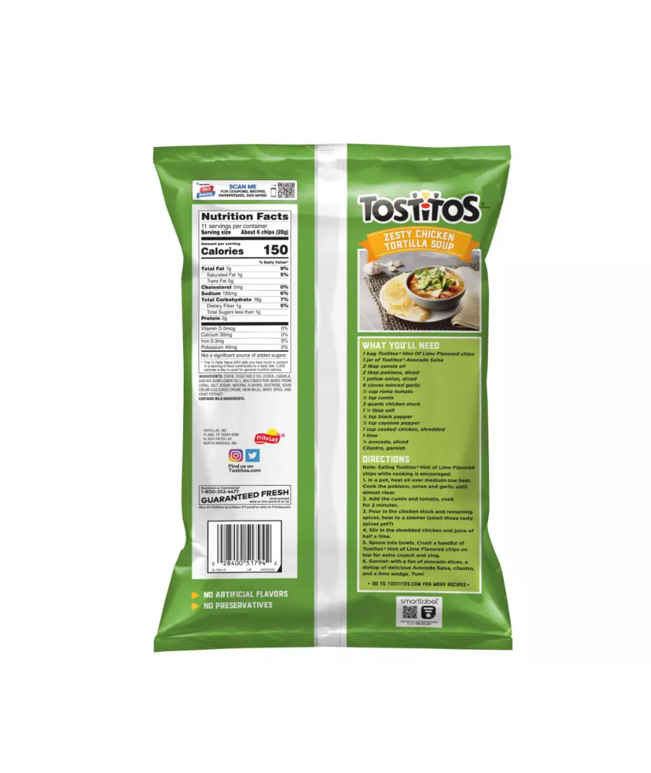 Tostitos Tortilla Chips, Hint of Lime,  Snack Chips Big Bag 311g USA (rare)