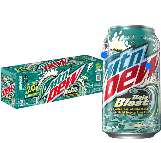 Mountain Dew baja blast 355ml 12 pack