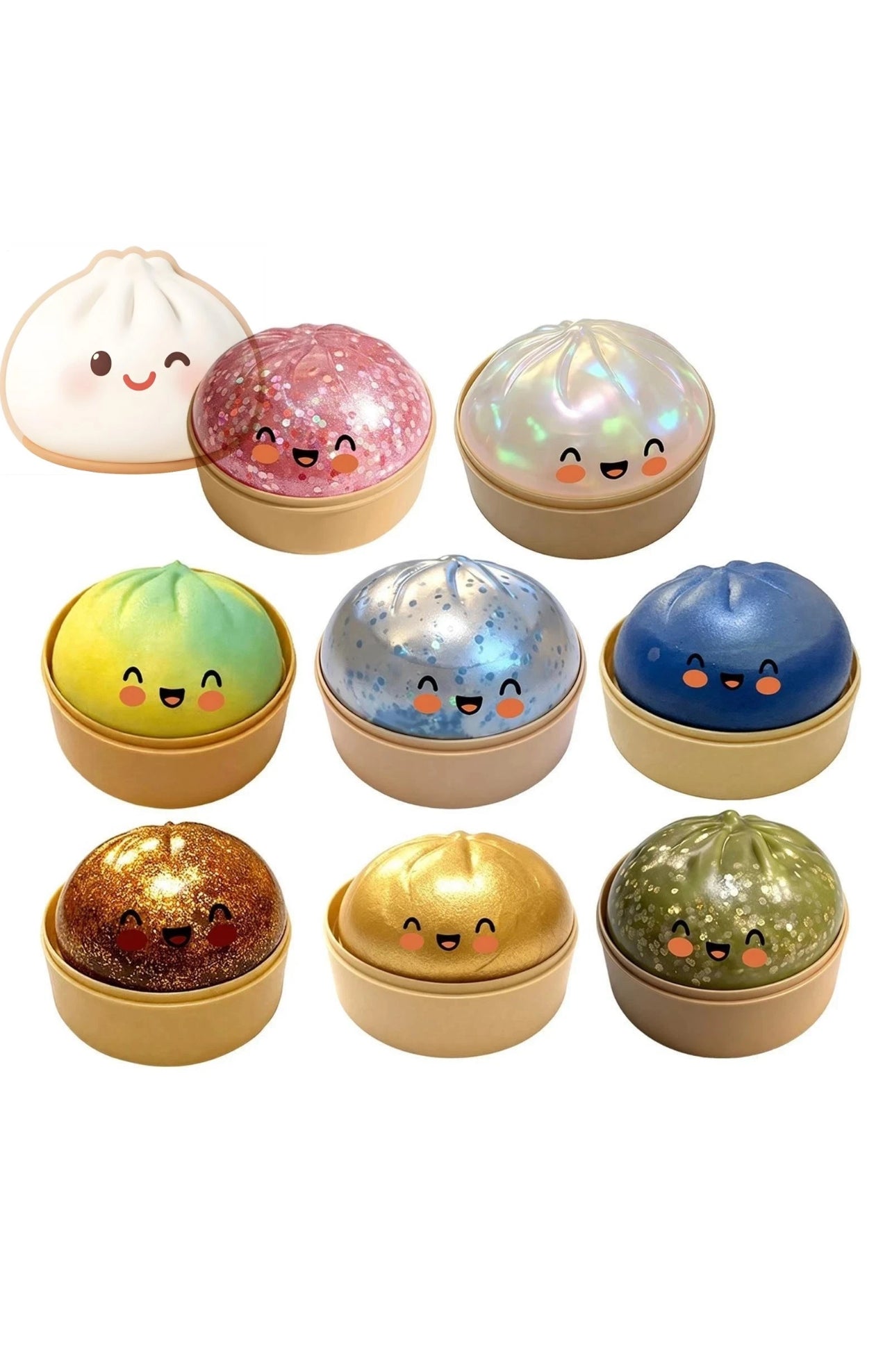 Rare Glitter Dumpling Squishy Toy Mystery Blind Box Bao Bun Stress Relief Toy