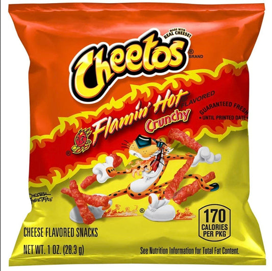 Cheetos Flaming hot crunchy 1oz 28.3 on sale!!!